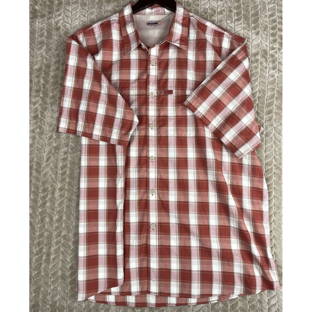 GH Bass & Co Explorer Series Button Up‎ Shirt Mens 2XL Red White Plaid